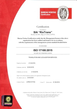 ISO 17100 kvaliteedisertifikaadiga tõlke- ja lokaliseerimisteenused